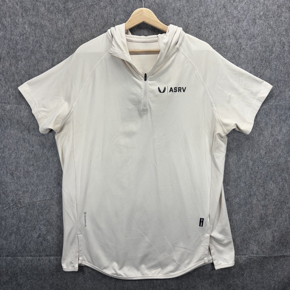 ASRV Silverplus Short Sleeve Hoodie 1/4 Zip White Stretch Gym Men's XL